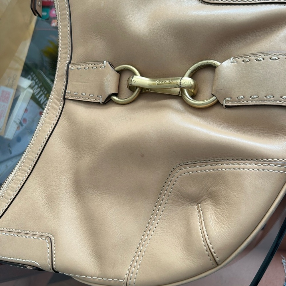 Coach Tan Hobo Bag with Structured Design